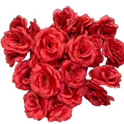 Künstliche Rosenblütenköpfe, 25 Stück, 7,6 cm, rot, aus Seide