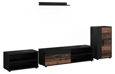 Immagine prodotto di Parete attrezzata soggiorno Vicco Berno Nero/Oldstyle Set da 4 pezzi, Model 59230