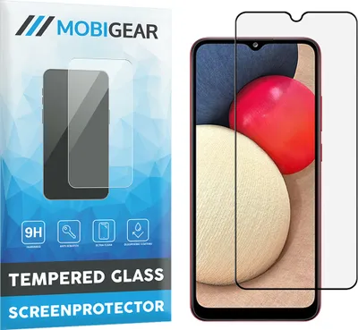 Produktbild von Mobigear Premium  Samsung Galaxy A02s Panzerglas Gehärtetes Glas Displayschutz - Hüllenfreundlich - Schwarz
