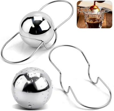 Produktbild von 2er Set Espresso Kühlkugeln aus Edelstahl, ideal zum schnellen Kühlen von Espresso & Kaffeegetränken