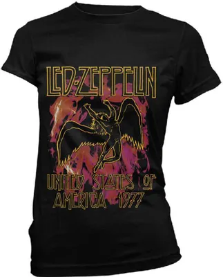 Produktbild von Led Zeppelin Damen T-Shirt: Flames, Medium, Schwarz