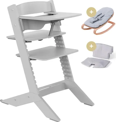 Produktbild von GEUTHER NALA Hochstuhl inkl. Newborn Set, Tisch & Sitzkissen Grau | Mitwachsend ab Geburt | Holz | DIN EN 14988:2017 | Bis 90 kg