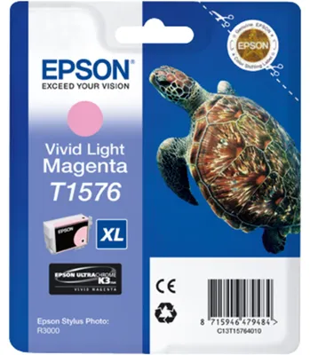 Obrázok produktu pre Epson Turtle T1576 Vivid Light Magenta, Vysoký (XL) výnos, Živá svetlo purpurová, Atrament na pigmentovej báze, 25,9 ml, 1 kusov, 2300 strany