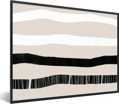 Produktbild von MuchoWow® Gerahmtes Poster Linie - Pastell - Minimalismus - Muster 80x60 cm - Poster mit Schwarzem Bilderrahmen Wandposter Rahmen Foto Bilder - Schwarzem - Mit Gestell