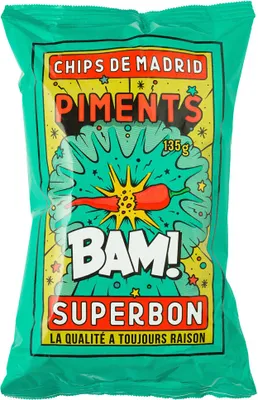 Obrázok produktu pre Superbon Chips Piments zemiakové lupienky horúce a pikantné chrumkavé 135g