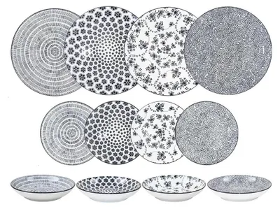 Obrázok produktu pre Súprava riadu Ibili Armonia, porcelán, 12 kusov, čierna