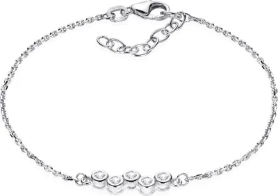 Produktbild von MATERIA Zirkonia Armband Damen Mädchen - 925 Sterling SIlber Armkette 16-18,5cm verstellbar SA-111-Silber