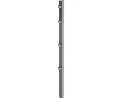 Image de Alberts 677718 Poteau de clôture avec patte de serrage et accessoires, galvanisé à chaud, revêtement plastique anthracite (RAL 7016), longueur 1750 mm, 60 x 40 mm