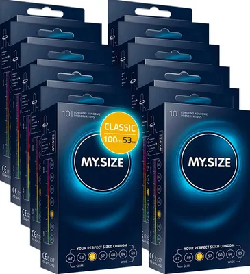 Produktbild von MY.SIZE Classic Kondome Größe 3 | 53 mm Breite | 100 Stück Maxipack | extra dünn | 0,07 mm Wandstärke