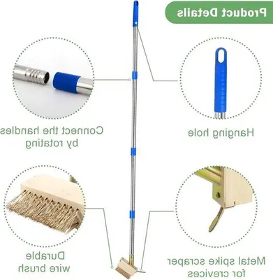 Imagen del producto de Juego de 2 barredoras para eliminar malas hierbas, con mango de acero inoxidable de 170 cm, para un cuidado eficiente
