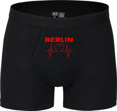 Produktbild von multifanshop Herren Boxer Short - Berlin rot - Herzschlag, schwarz, Größe M