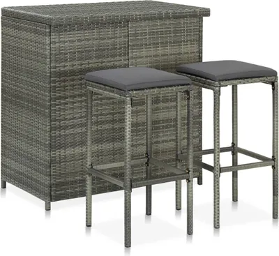 Produktbild von "2026 Promotion" 3-tlg. Bar Set Poly Rattan Grau - Esszimmer CC7492