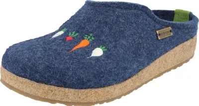 Produktbild von Haflinger Damen Hausschuhe Rüben Pantoffel Filz Grizzly Rübli 741042, Größe:42 EU, Farbe:Blau