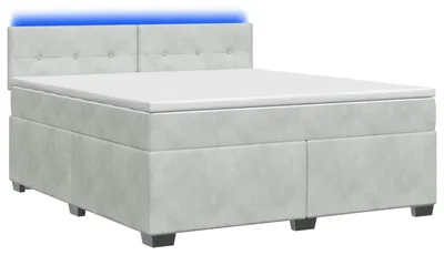 Immagine prodotto di Letto con rete a molle e materasso, colore grigio chiaro, 180 x 200 cm, rivestito in velluto