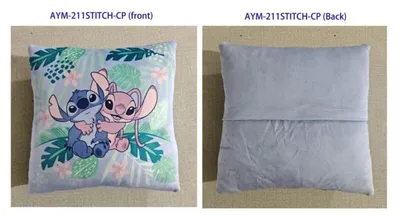 Image de Coussin décoratif Lilo et Stitch, motifs de feuilles tropicales, 35 x 35 cm, en velboa