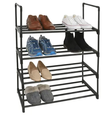 Produktbild von Gerimport Schuhregal - schwarz - 4-lagig - Metall - 30 x 60 x 72 cm - fur 12 Paar Schuhe