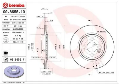 Produktbild von BREMBO Bremsscheiben (2 Stück) Vorderachse 09.8655.11
