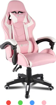 Produktbild von Bigzzia Bürostuhl, Gaming Stuhl, Gaming Sessel, Schreibtischstuhl, Ergonomisches Design mit Kissen, bis zu 110 kg, Rosa
