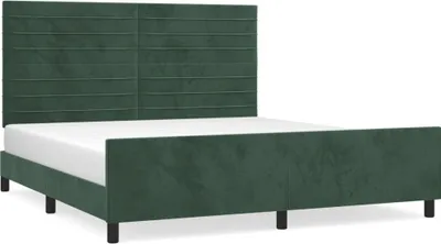 Produktbild von vidaXL Bettgestell mit Kopfteil Dunkelgrün 180x200 cm Samt