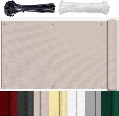 Zdjęcie produktu dla Osłona balkonowa z materiału w kolorze taupe, 80 x 300 cm, wysokość 80 cm