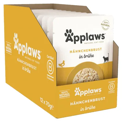 Productafbeelding van Applaws Natuurlijk natvoer voor katten, in zakjes, met kipfilet in bouillon - 12 stuks