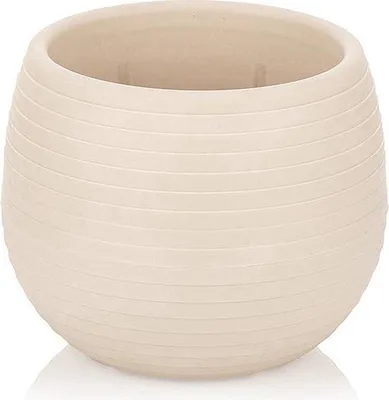 Image de 6 pots de fleurs ronds Cactus crème 10 cm avec drainage, résistants aux UV