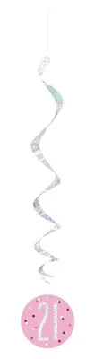Produktbild von 6 Swirl Girlanden rosa & silber Zahl 21