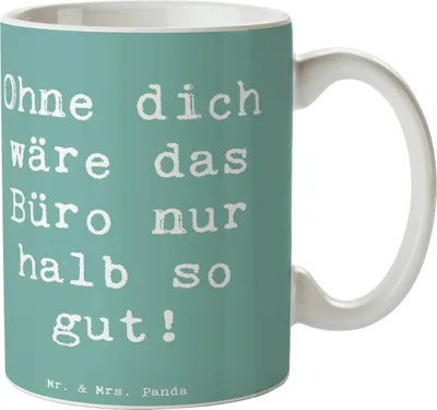 Produktbild von Mr. & Mrs. Panda Trinkbecher Spruch Sekretärin Beste - Meeresbrise - Geschenk, Dankeschön, Aufmerksamkeit, Danke sagen, Kaffeepott, Pott, unersetzlich, Keramiktasse