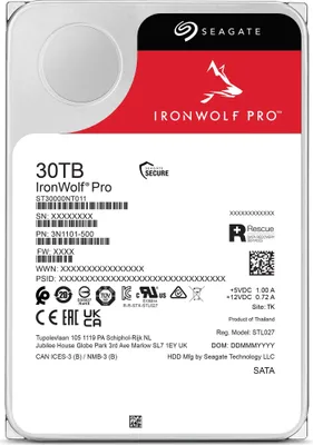Produktbild von Seagate IronWolf Pro ST30000NT011 Interne Festplatte 30 TB 7200 RPM 512 MB 3.5″ Serial ATA III