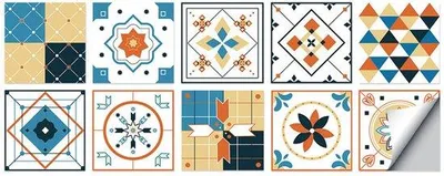Image de Lot de 10 carreaux de mosaïque - Papier peint autocollant 10 x 10 cm - Décoration d'intérieur pour le salon, la salle à manger et la salle de bains - Film PVC imperméable et résistant à l'huile - Décoration d'intérieur