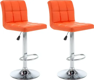 Image de Tabourets de bar lot de 2 orange similicuir