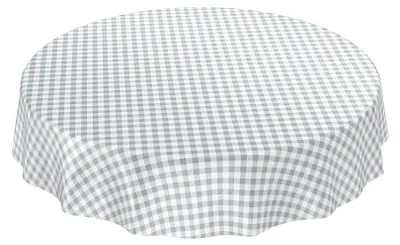 Produktbild von ANRO Karo Klassik Grau Rund 120cm Wachstuch Tischdecke