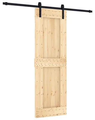Produktbild von Schiebetür Natürlich und Schwarz 70 x 210 cm Massivkiefer