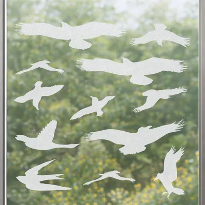 12 transparente Vogelschutz-Aufkleber für Fenster, selbstklebend