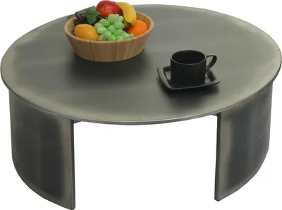 Produktbild von Couchtisch MCW-L74, Beistelltisch Wohnzimmertisch, MVG- Industrial, rund Ø80cm, Metall-Optik gebürstet