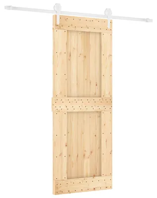 Image de Porte coulissante Naturel et Blanc 80 x 210 cm