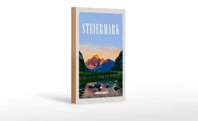 Produktbild von Holzschild Reise 12x18 cm Steiermark Österreich Urlaub See Natur