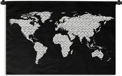 Produktbild von MuchoWow® Wandteppich Wandbehang Weltkarte - Weiß - Grau 90x60 cm Tapisserie Dekoration Wandtuch - Wandskulpturen - Bildteppich