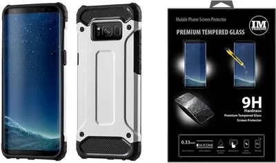 Produktbild von Panzerhülle "HYBRID" + 9H PANZERFOLIE für HONOR MODELLE PanzerCase Outdoor Hülle Schutzglas in Silber Honor 10