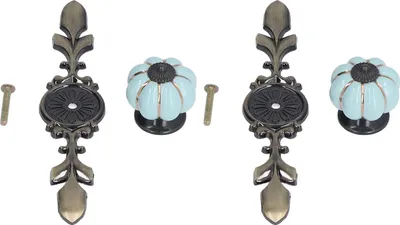 Produktbild von 2pcs/eingestellt handbemalte Krbisschubladenkn?pfe chinesischer Pastoralstil Keramikschrank Handlelight Blau