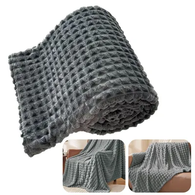 Produktbild von Kuscheldecke, Flanell-Karodecke 150x200 cm, weich & warm, tiefgrau, Mikrofaser Decke für Sofa, Büro & Bett