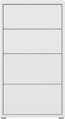 Produktbild von Forte ALICE SPRINGS Kommode 50 60, moderne Kommode mit 4 Schubladen, Schlafzimmer, Wohnzimmer, Holzwerkstoff, Weiß, 54,5 cm breit x 99,1 cm hoch x 34,9 cm tief