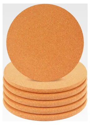 Produktbild von 6 Stück runde Korkuntersetzer, 19 cm, 1 cm dick, rutschfest und hitzebeständig