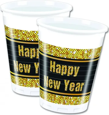Produktbild von Happy New Year Retro (Neu) Kunststoffbecher 200ml