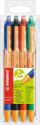 Produktbild von Druck-Kugelschreiber - STABILO pointball - 4er Pack - blau, schwarz, rot, grün