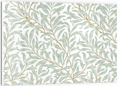 Produktbild von DEQORI Küchenrückwand Glas 60x40 cm 'Dekorative Weidenzweige' Spritzschutz Bad Rückwand