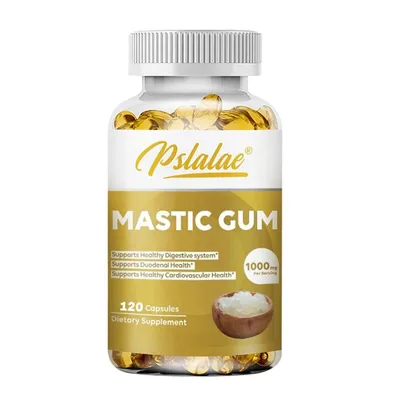 Image de Mastic Gum Capsules 1000mg (120 capsules) Complément alimentaire, système immunitaire, tractus intestinal, santé digestive, estomac-intestin, cœur, circulation sanguine