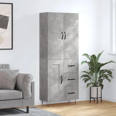 Produktbild von vidaXL Highboard Betongrau 69,5x34x180 cm Holzwerkstoff