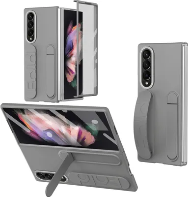 Obrázek produktu pro Vertikální pouzdro s popruhem na Samsung Galaxy Z Fold 3 5G vestavěnou ochranou displeje, úchytovým kroužkem, stojánkem a ochranou kamery Šedá