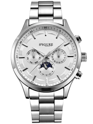 Produktbild von Alienwork Herren Damen mechanische Automatik-Uhr silber mit Edelstahl Metallarmband Kalender weiss